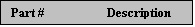 Text Box: Part #		Description		