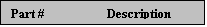 Text Box: Part #		Description		